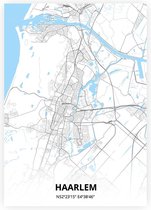 Haarlem plattegrond - A4 poster - Zwart blauwe stijl