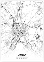 Venlo plattegrond - A3 poster - Zwart witte stijl