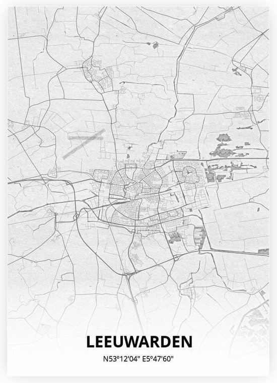 Leeuwarden plattegrond - A4 poster - Tekening stijl