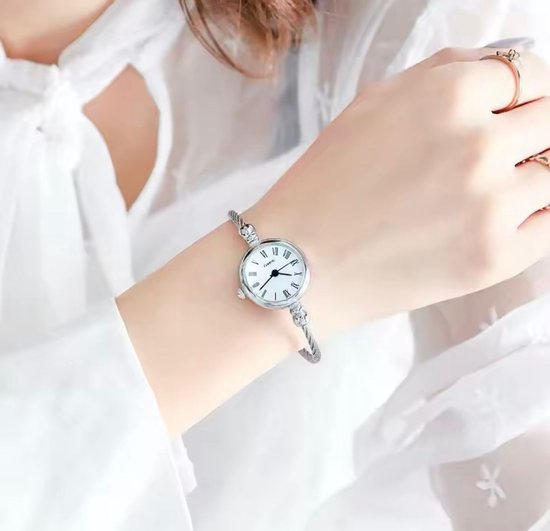 Montre de Luxe pour Femme - Comme Bracelet en Argent - Argent et Wit - Acier Inoxydable