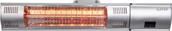 Sunred - Ultra lijn - Zilver – Wand model - Terrasverwarmer – Halogeen rosé goud technologie - 2000W - Afstand bestuurbaar - Elektrische heater