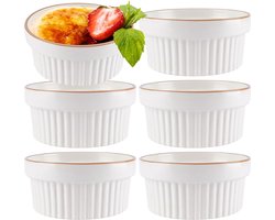 Creme Brulee Schaaltjes Porselein Wit 275 ml 6 stuks - Ramekins - Set - Ovenschaal - Snackkommen - Dipschalen - Kleine Komen voor Dipsauzen en Snacks