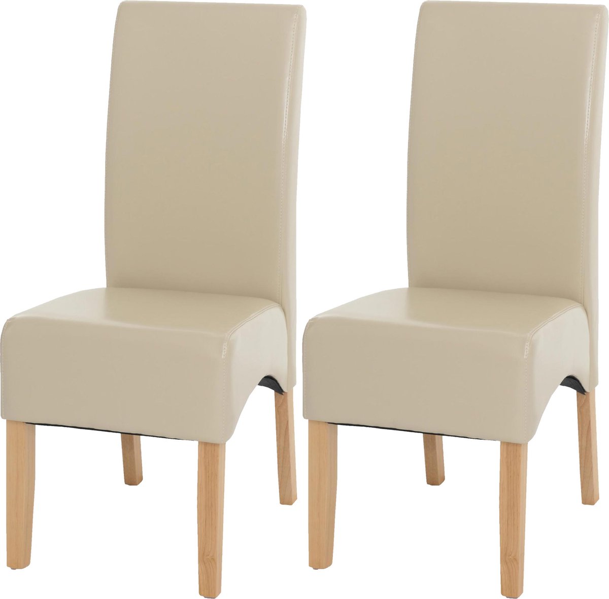 Cosmo Casa Set van 2 Eetkamerstoelen - Keukenstoelen - Leder - Crème - Lichte Poten