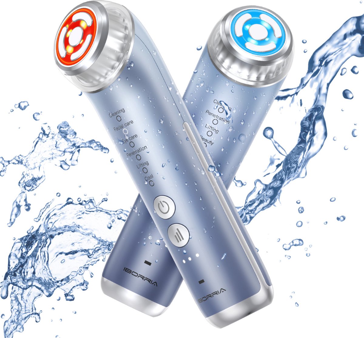 IBORRIA M2 PRO Huidverjongingsapparaat – EMS Gezichtsmassage Apparaat – Anti Aging Apparaat – Lichttherapie – Facelift Apparaat – Stimuleert Collageen - Blauw