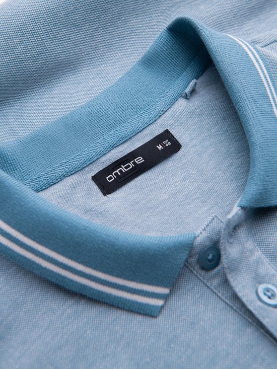 Italian Style - Poloshirt Heren - Korte Mouw - Blue Melange - Italianstyle