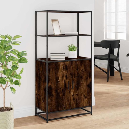 vidaXL - Armoire haute - 68x35x139cm - décorée - bois - et - métal - fumé - couleur chêne