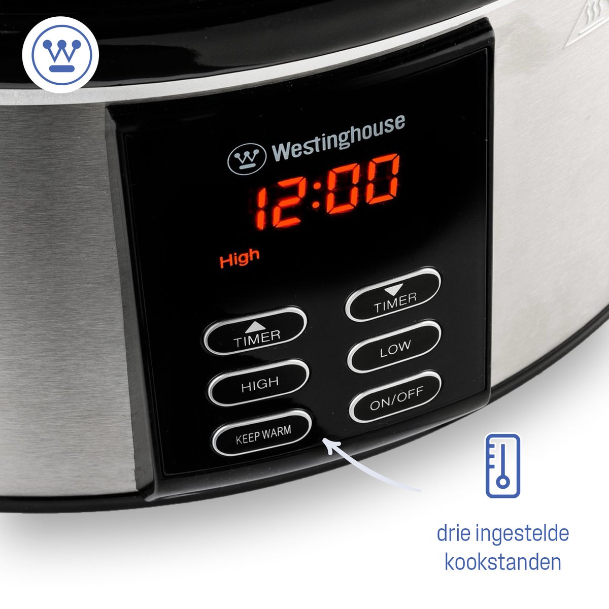 Westinghouse Slowcooker 6,5L RVS met Warmhoudfunctie - afbeelding 2