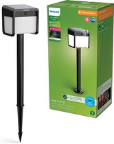 Philips Ezra sokkellamp -UltraEfficient LED - Solar buitenlamp -Helder warm licht; 3000K - Zwart - Bewegingssensor - Zonne-energie - Schemersensor - Tuinpadverlichting