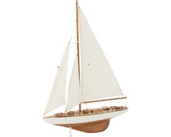 J-Line decoratie Zeilboot - hout - naturel/wit - medium