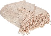 Plaid VELLA Katoen 200 x 220 cm Lichtbeige