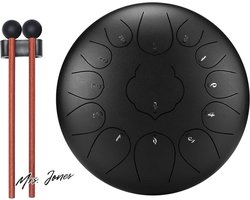 Mrs. Jones AYCLIF Steel Tongdrum 305 cm 13 tongtrommel drumstel stalen pantonen slaginstrument - handpandrum met drumsticks handleiding stickers .