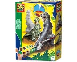 foto van SES - Gieten en schilderen - T-rex dino - sneldrogend - met gietmal, houder, gips, verf en penseel - knutselen jongens - Dinosaurus Speelgoed