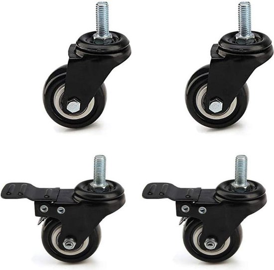 Zwenkwielen 50 Mm Zonder Rem, Set Van 4 Met Een Draagkracht Van 250 Kg Zware Meubelwielen Voor Veelzijdig Gebruik