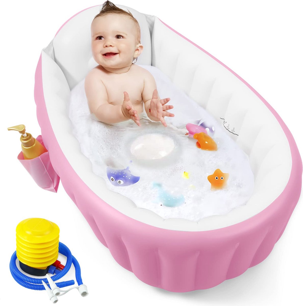 Goedkoopste JGS ® Baby Badkuip Opblaasbaar en Draagbaar met Antislip Eigenschappen en Accessoirevak