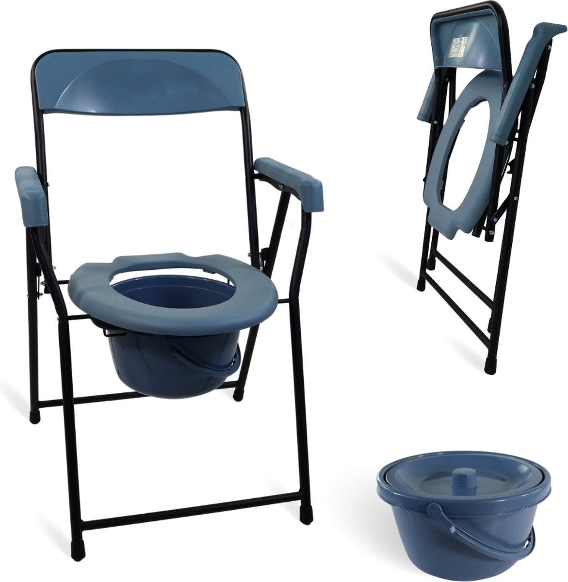 Mobiclinic Timón - Toiletstoel - Inklapstoel - Antislip doppen - Klapstoel - Postoel - WC stoel - Lichtgewicht - Met emmer