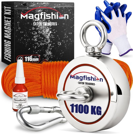 XP Tools Vismagneet set 150kg inclusief touw, haak en opbergbox