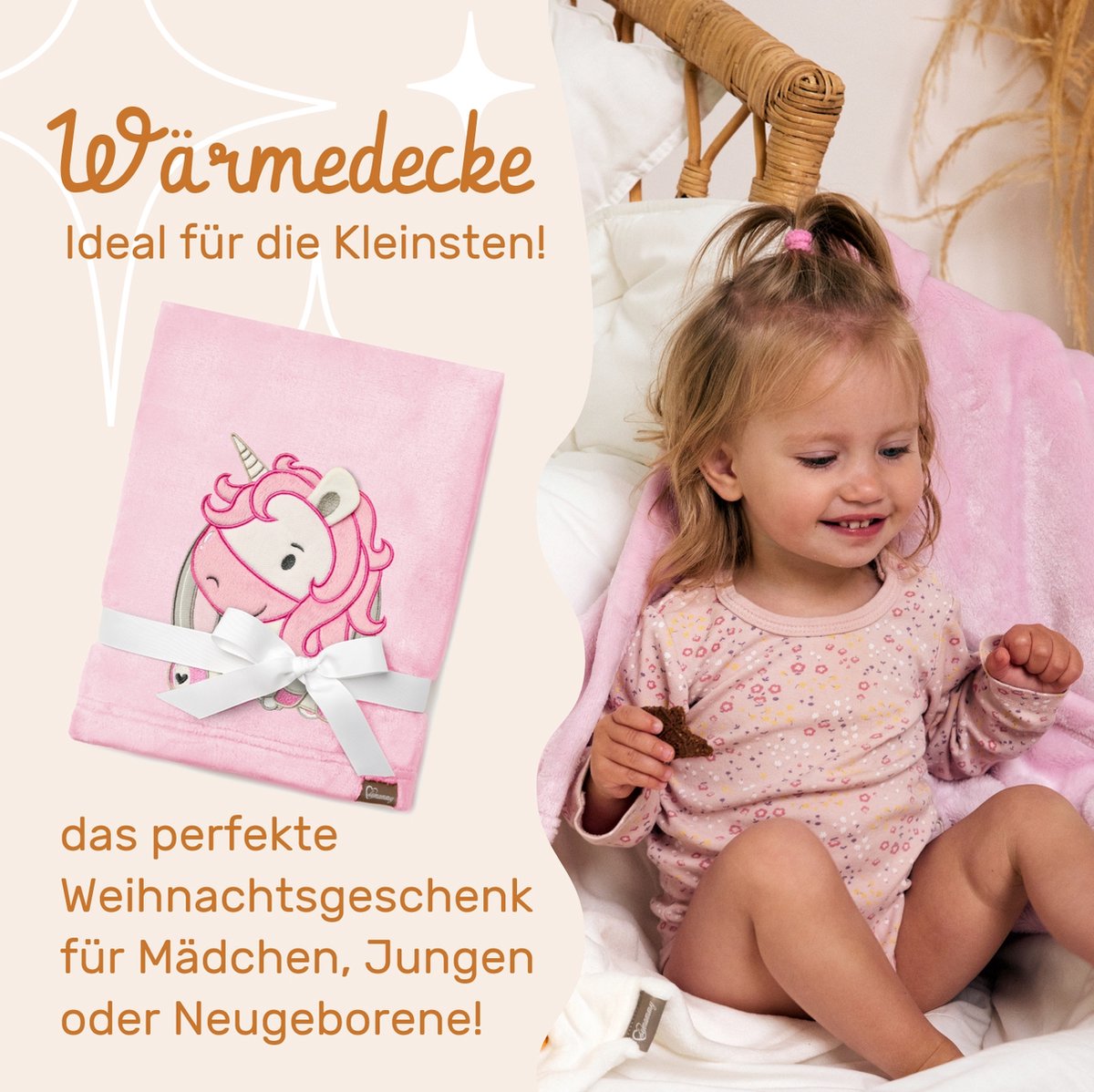 Be Mammy Babydeken - Dekbed - Kinderdeken - Wiegdeken - Dekentje Baby - 76 x 102 cm - Poeder roze - eenhoorn - BE-BE20-168-BBL — cadeau in Wonen & Interieur - foto 6