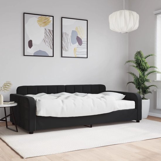 vidaXL - Slaapbank - met - matras - 100x200 - cm - fluweel - zwart