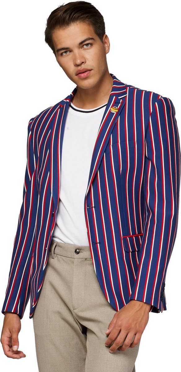 OppoSuits Deluxe Supportswear - Cheer Stripes - Heren Blazer - Amerika - Cobalt Blue - Maat EU 54