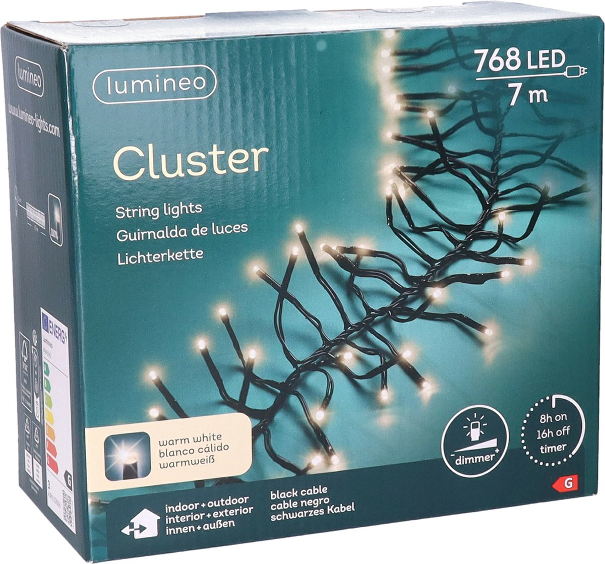 Lumineo Clusterverlichting - warm wit - 768 leds - 700 cm - kerstverlichting