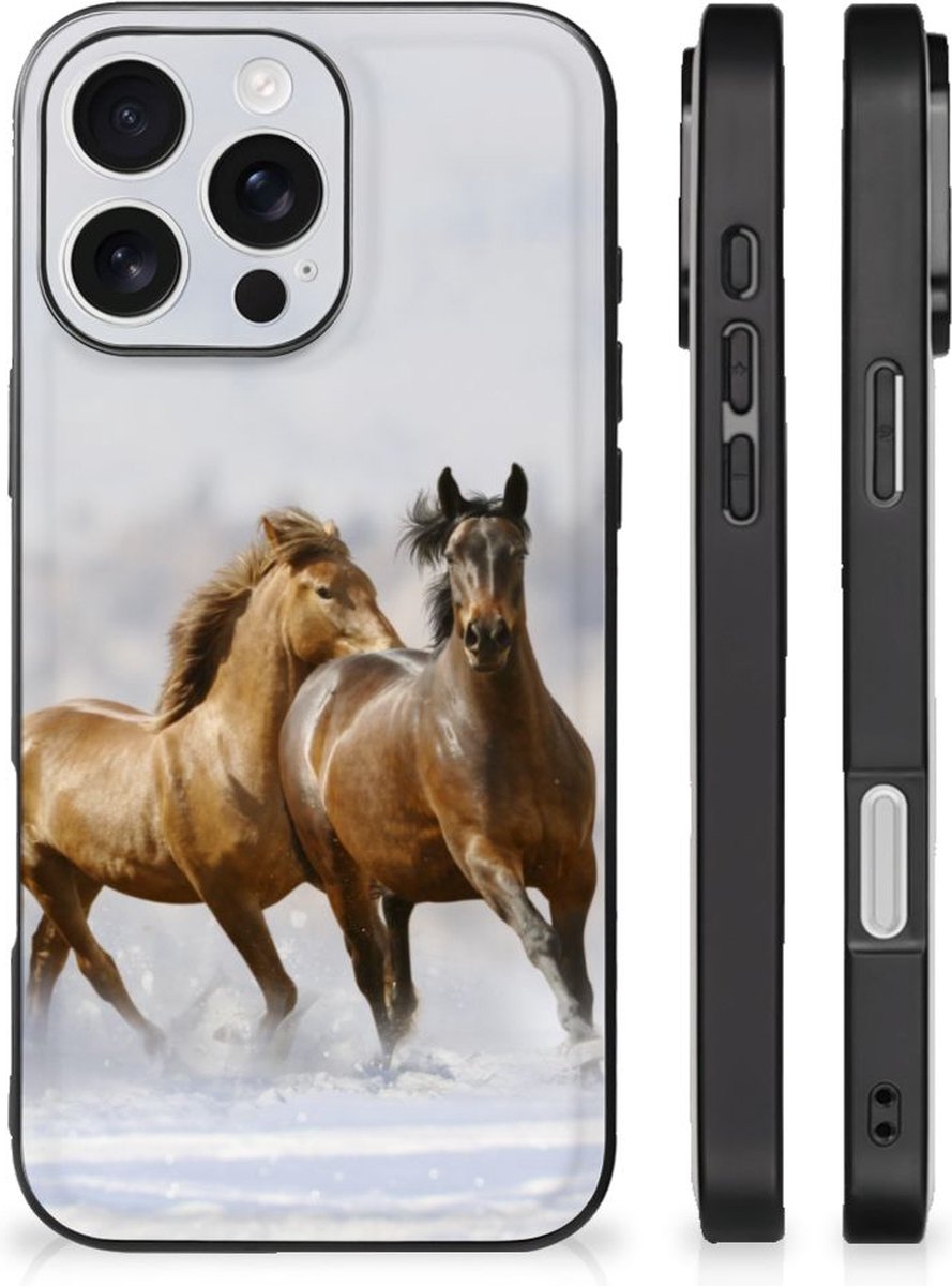 Back Cover voor iPhone 16 Pro Max Dierenprint Telefoonhoesje Paarden