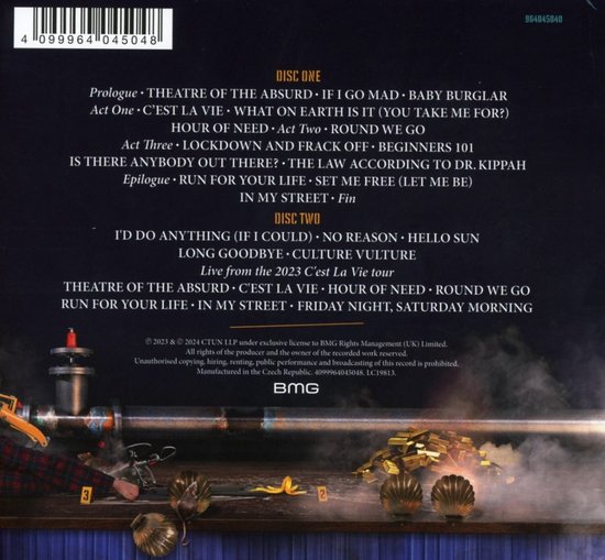 Achterkant van een CD-hoes met de titels van de nummers van Disc One en Disc Two, inclusief 'C'est La Vie Live'.
