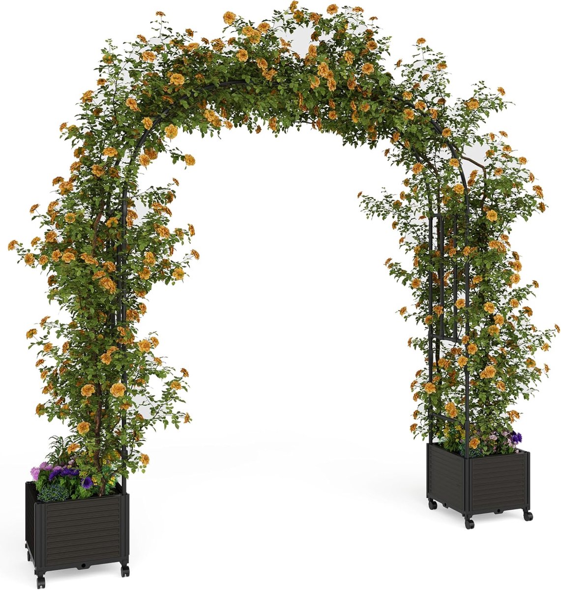 Metalen Rozenboog - Zwart - Decoratieve Tuinboog voor Klimplanten - Bruiloft Boog & Backdrop Stand - Weerbestendig - 240 cm Hoog