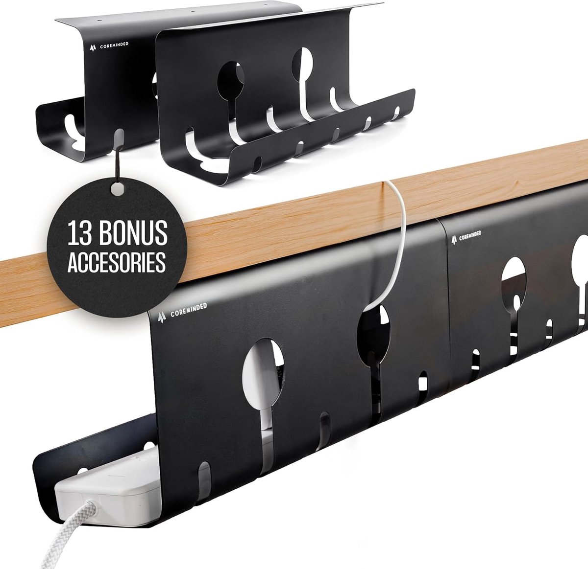 Kabelbeheerlades - Onder bureau organizer - Werkruimte stroomlijnen - Inclusief montage accessoires - 2 stuks groot - Mat zwart