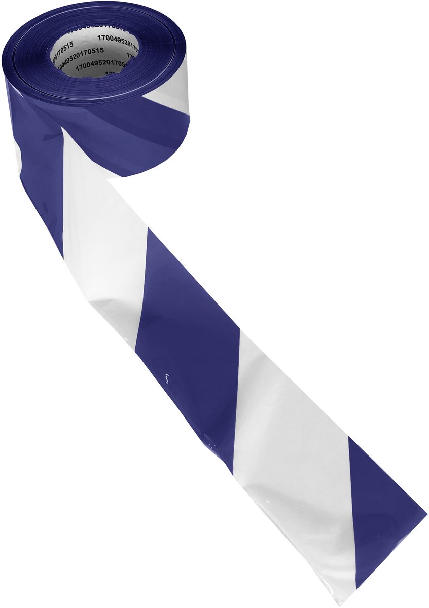 Signalisatietape HDPE Blauw/Wit - Beveiliging van Gevaarlijke Zones, 500m - samkraft