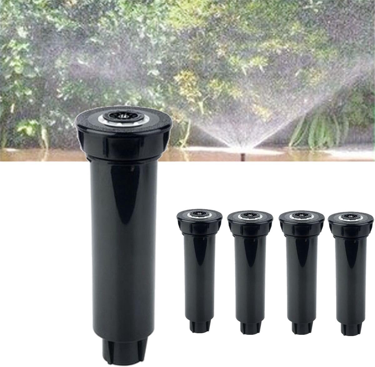 Pop-up Sproeiers - Gazon Beregening - Tuin Watering - Verstelbare Hoek - 5 Stuks - Zwart