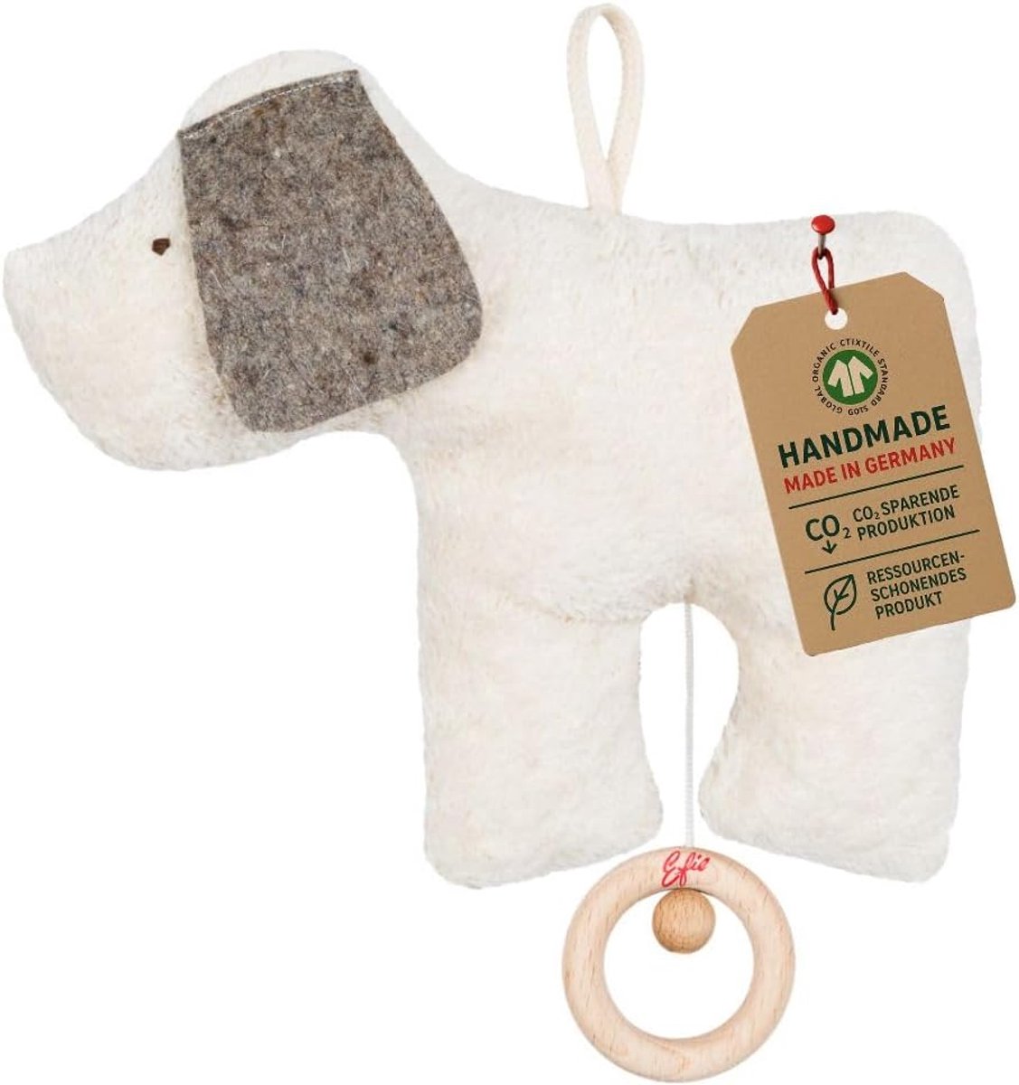 Biologische Muziekdoos - Honden Speelgoed - Rustgevend Geluid - GOTS Gecertificeerd - Pluche Hout - Melodie Schubert