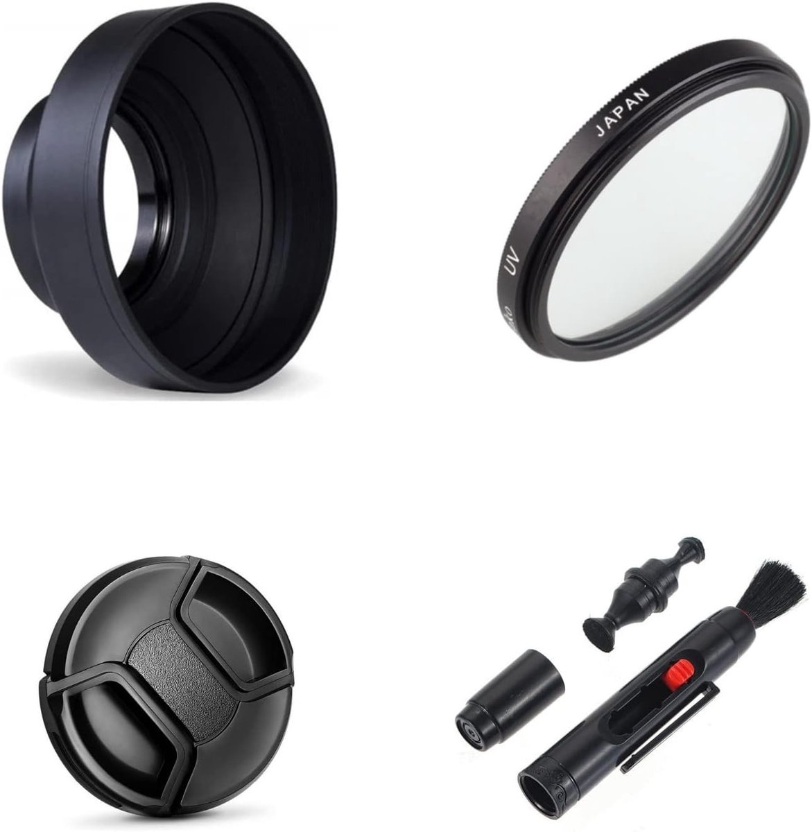Camera Accessoires Set - Lens Bescherming - Fotografie - 3-traps Inklapbaar - Zwart