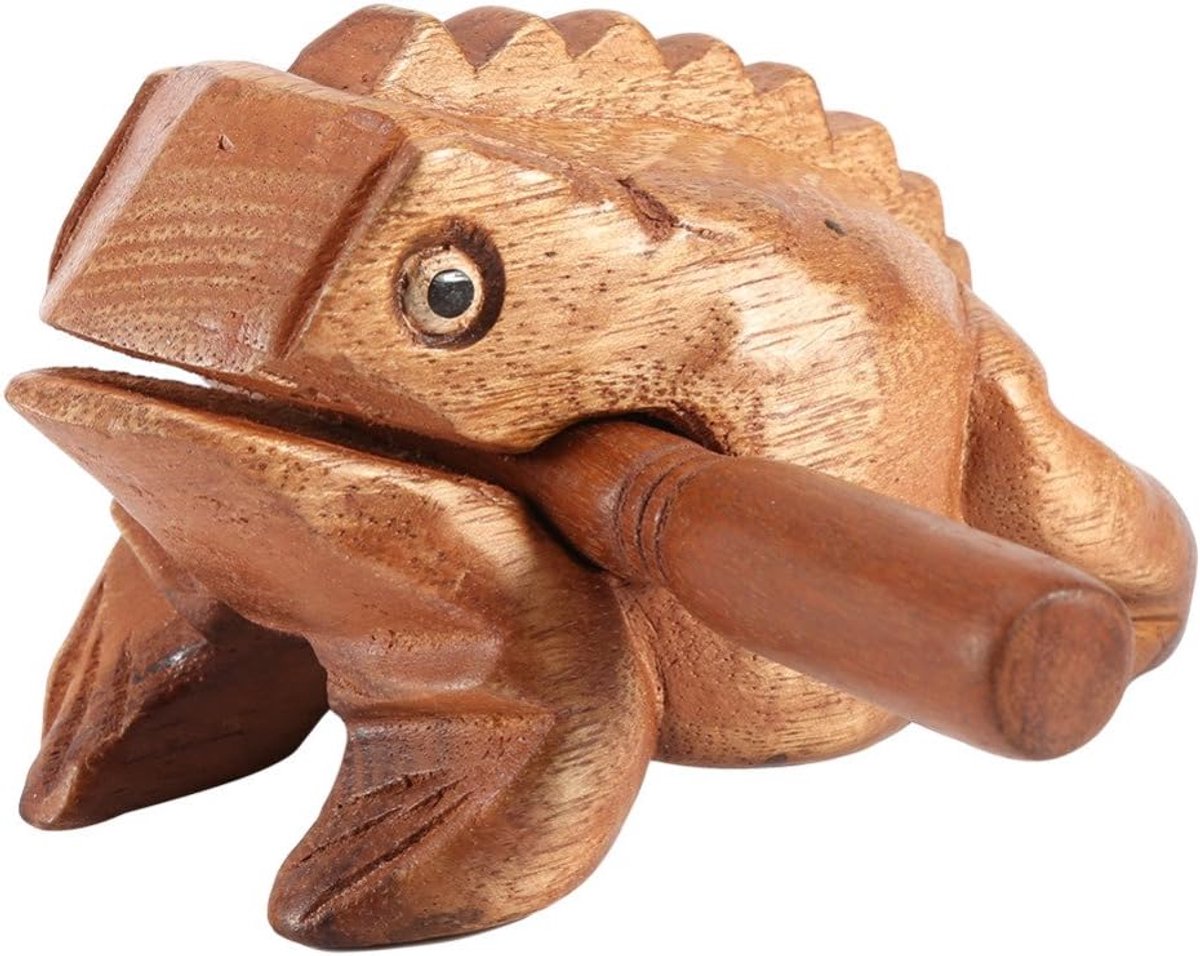 Houten Kikker Instrument - Guiro Rasp - Muziek Maken Decoratie - Uniek Geluid - 9CM Lengte - Natuurlijk Hout