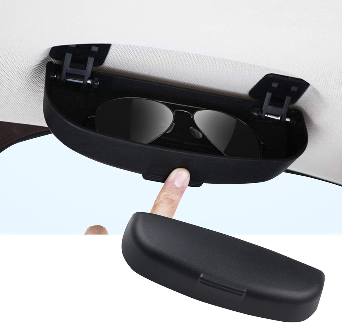 Autobrilhouder - Zonnebril Opbergdoos - Veilig Vervoer - Schokabsorberend ABS Materiaal - 23 x 8.1 x 4.9 cm - Zwart