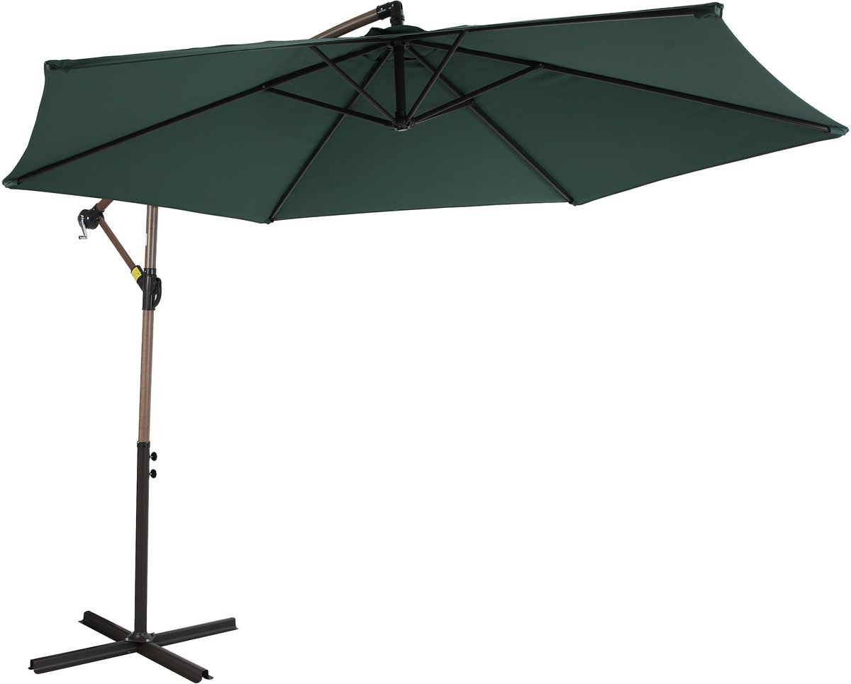 AXI Dion Zweefparasol Ø 300cm Eikenlook/groen – Gepoedercoat frame met kruisvoet
