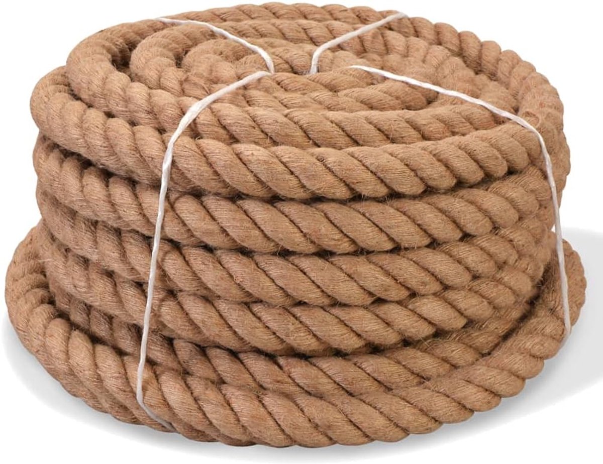 Jute Touw - Natuurlijk Koord - Diverse Toepassingen - Duurzaam & Scheurvast - 30 mm 50 Meter - Bruin