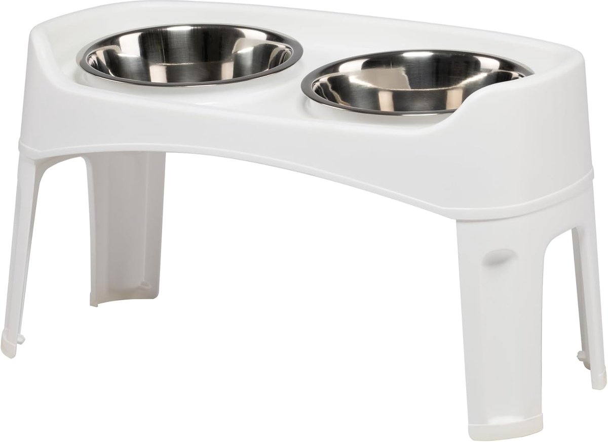 Verhoogde Voerbakken - Slow Feeder - Betere Spijsvertering - Inklapbaar Design - L57 x D29 x H31 cm - Wit