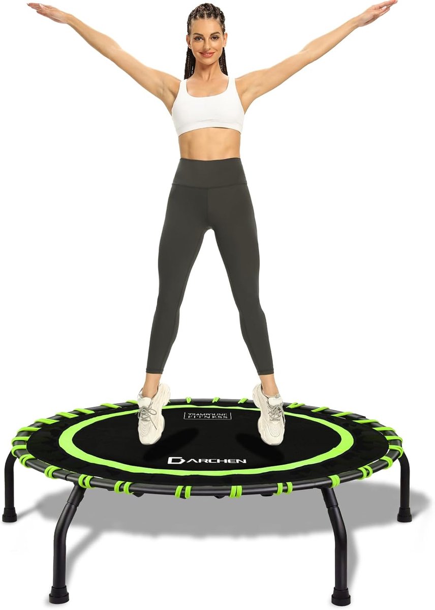 Fitness Trampoline - Rebounder Mini Trampoline - Thuis Trainen - Stille Bungee Constructie - 100 CM - Groen