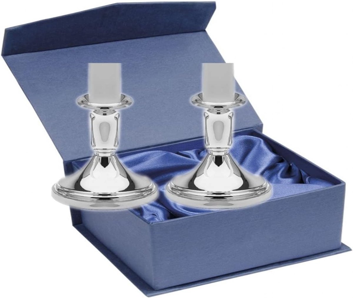 Zilveren Kandelaars - Kaarshouders Decoratie - Sfeerverlichting Tafel - Vergulde Draadpatroon - Hoogte 8 cm - Zilver