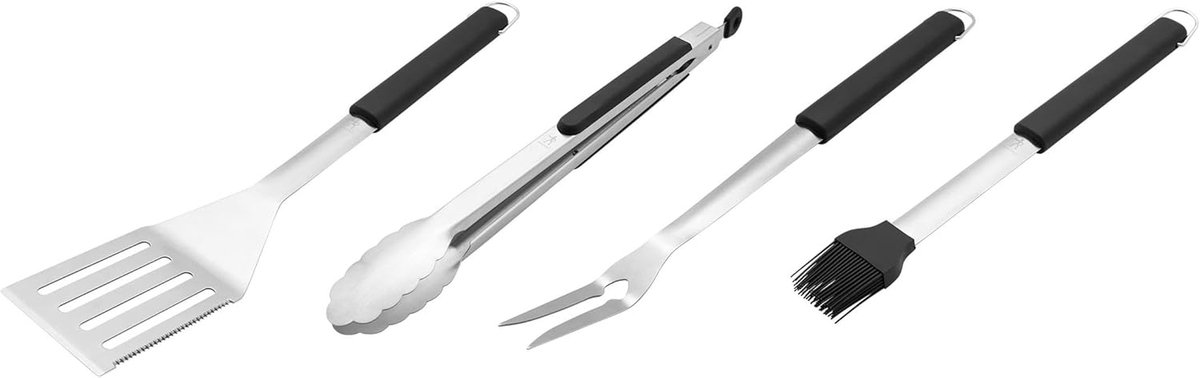 Grillgereedschap Set - Barbecue Accessoires - Buiten Koken - 4 Delig RVS - 50cm Lengte - Zilver