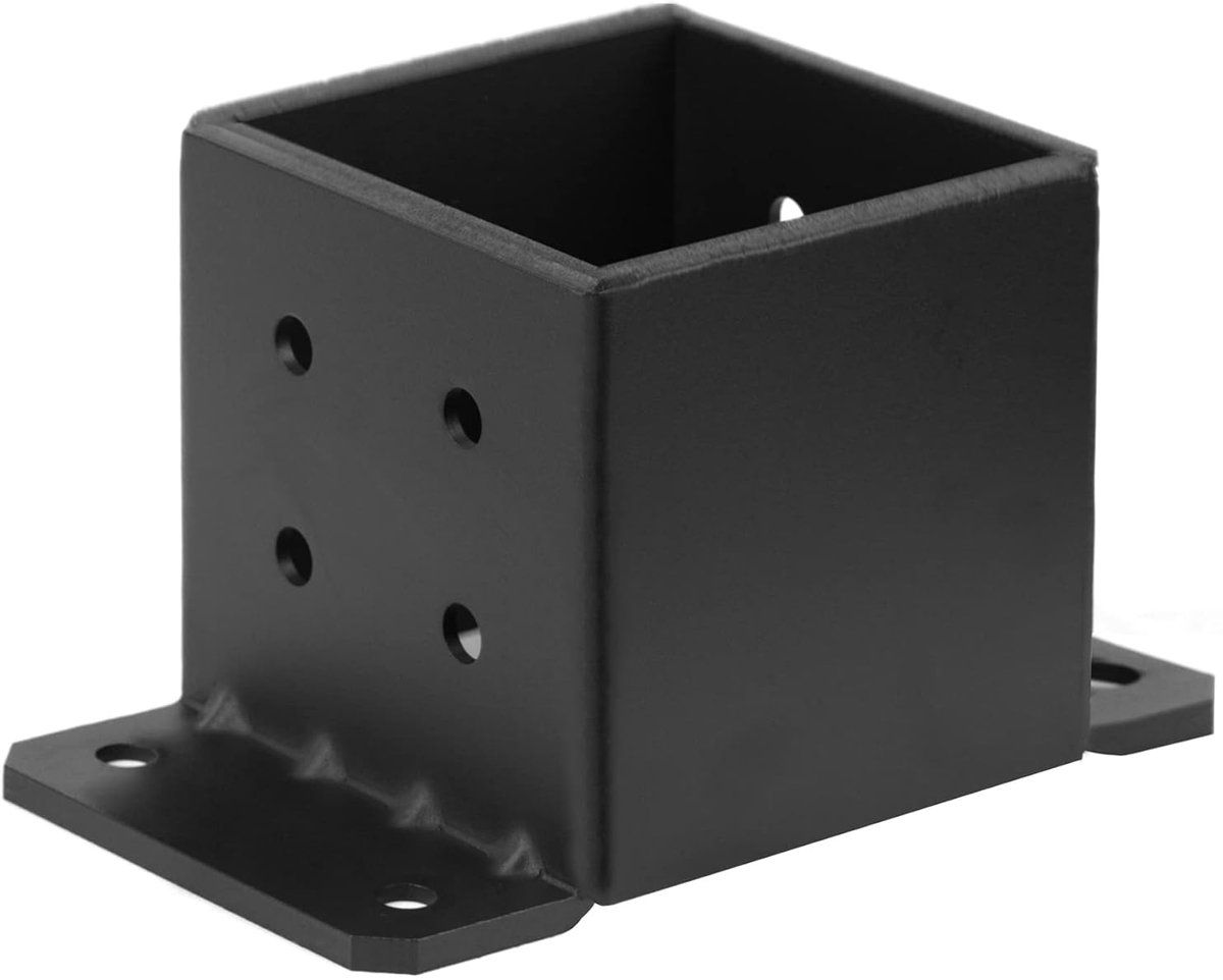 Paalbasis Set - Hekpaalhouders - Veranda Ondersteunen - Zwaar Staal - 6x6 Inch Binnenmaat - Zwart