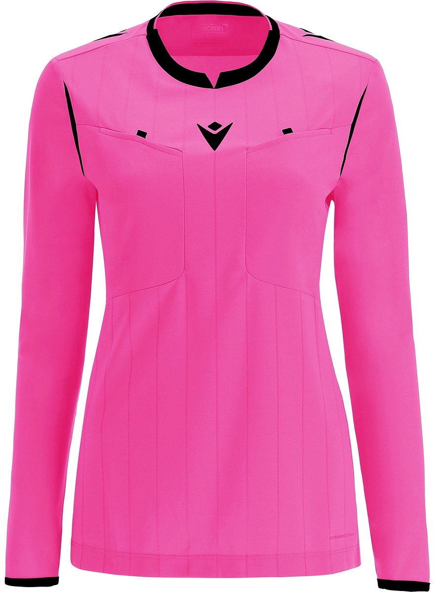 Macron Stephanie Scheidsrechtersshirt Lange Mouw Dames - Fluo Roze / Zwart | Maat: L