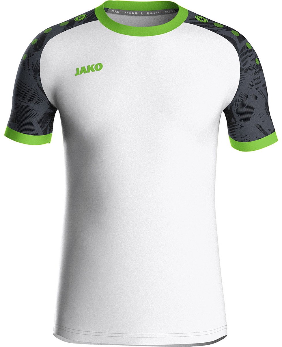 Jako Iconic Shirt Korte Mouw Heren - Wit / Zwart / Fluo Groen | Maat: 3XL