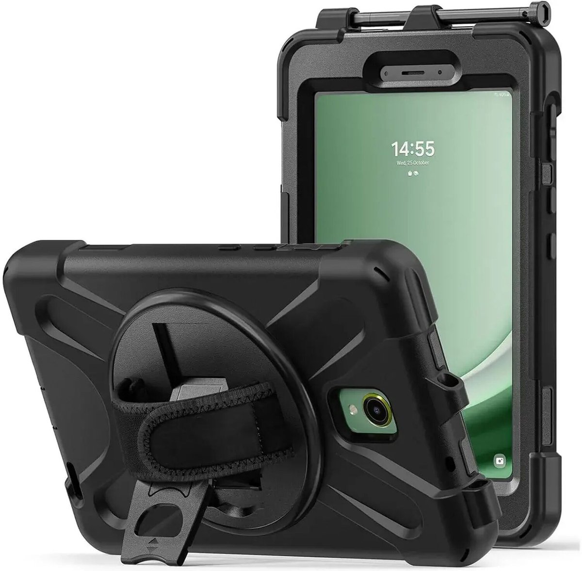 Hoes met Kickstand en Handriem Geschikt voor Samsung Galaxy Tab Active 5 Zwart
