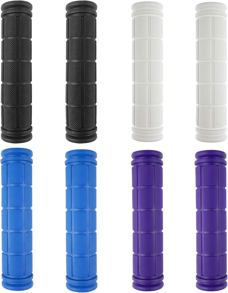 Fietshandvatten Set - Fietsgrepen Rubber - Fietsen Comfort - Zachte Demping - 120mm Lengte - Blauw Paars Wit