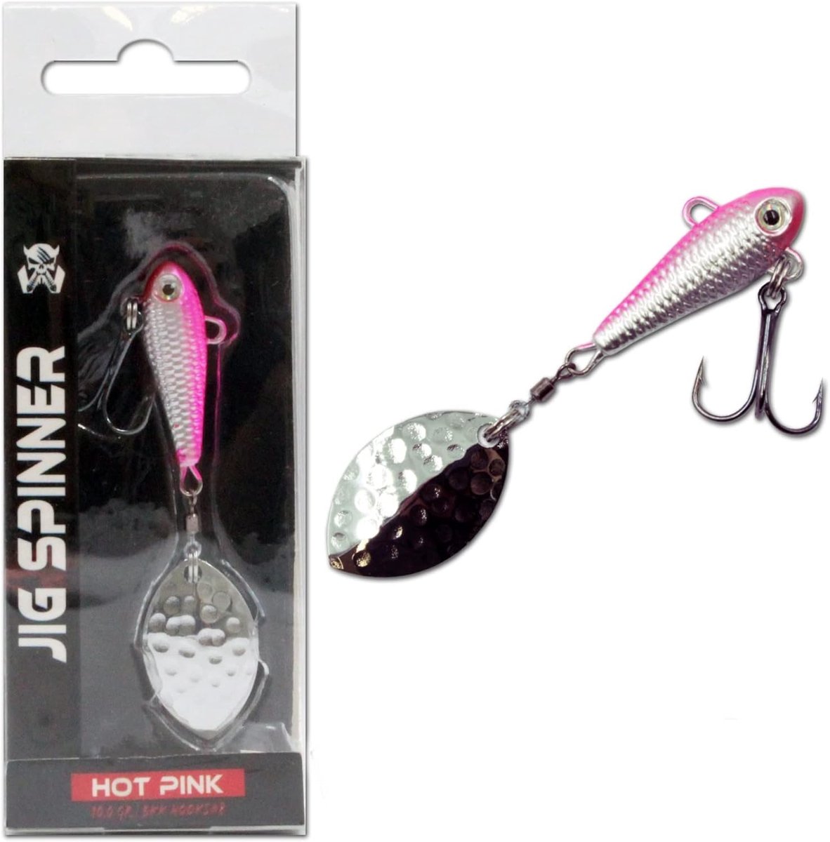 Jig Spinner Loodkop - Spin Jig Visserij - Baars Vangen - Hoge Werpafstand Sterke Trillingen - 10g - Fel Roze