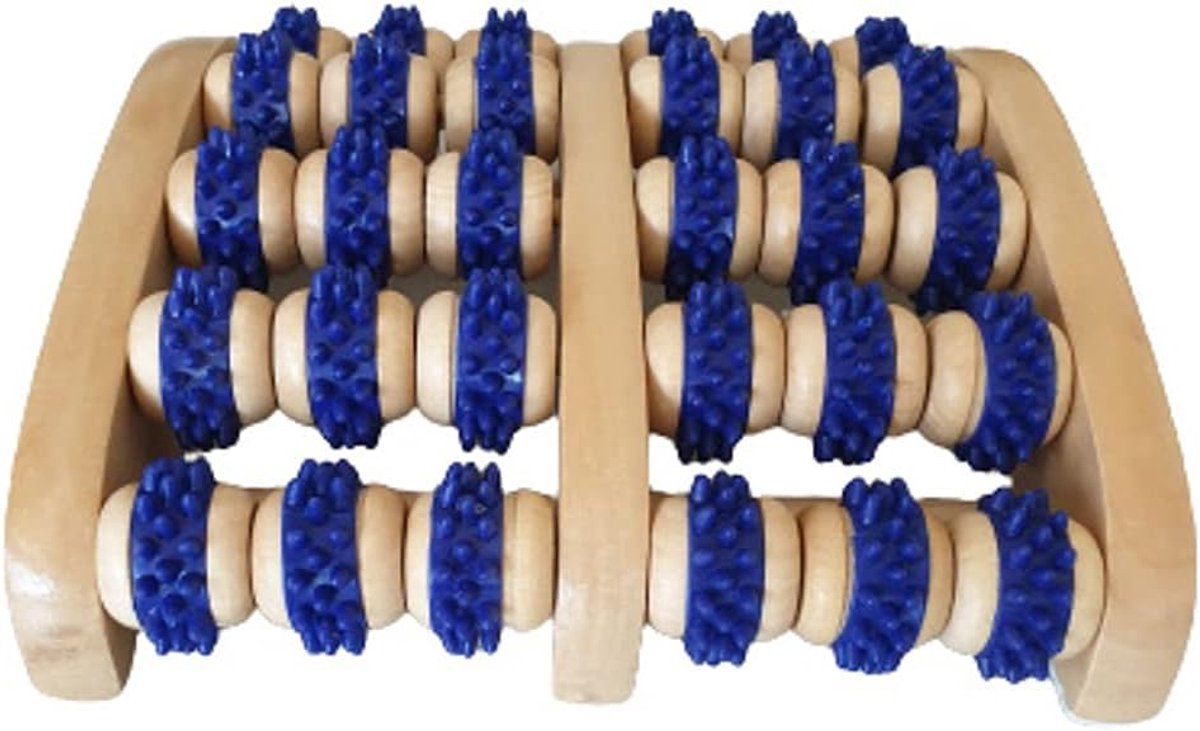 Voetmassageroller - Voetmassageapparaat Noppenroller - Voetreflexzones Stimuleren - Houten 10 Wielen - 216 x 181 x 59 cm - Blauw Hout