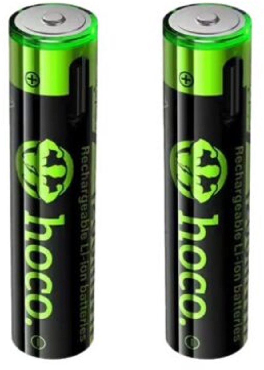 Hoco Oplaadbare AAA Batterijen 3200mWh (2 Stuks) - Lithium-ion Battery USB-C Oplaadbaar - Inclusief Oplaadkabel