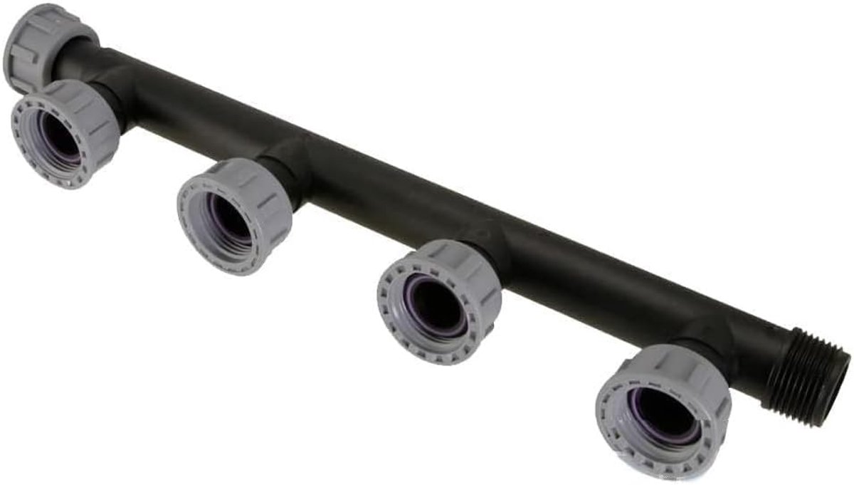 Bewateringscollector - Verdeelstuk Irrigatie - Tuinbewatering Regelen - Voor 4 of 5 Ventielen - 1 inch Draad - Metaalkleur