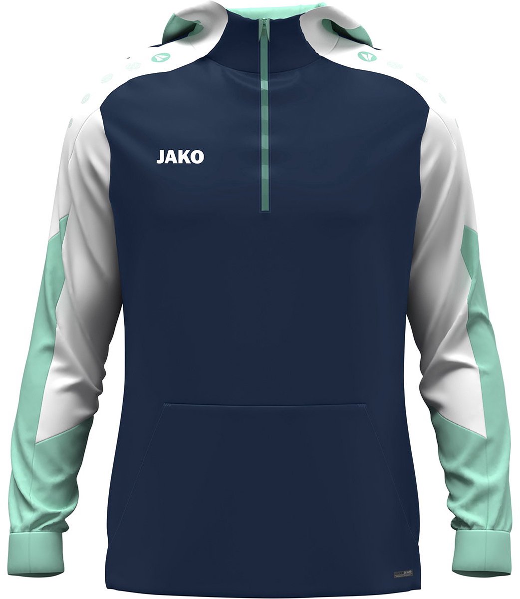 Jako Dynamic Hooded Half Zip Kinderen - Marine / Wit / Munt | Maat: 164